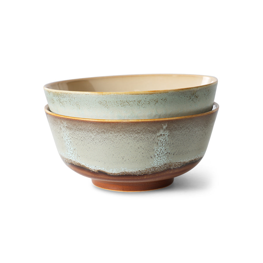 HK Living  70s ceramics: Ramen bowls Verge / set van 2 - Oosterlinck Home