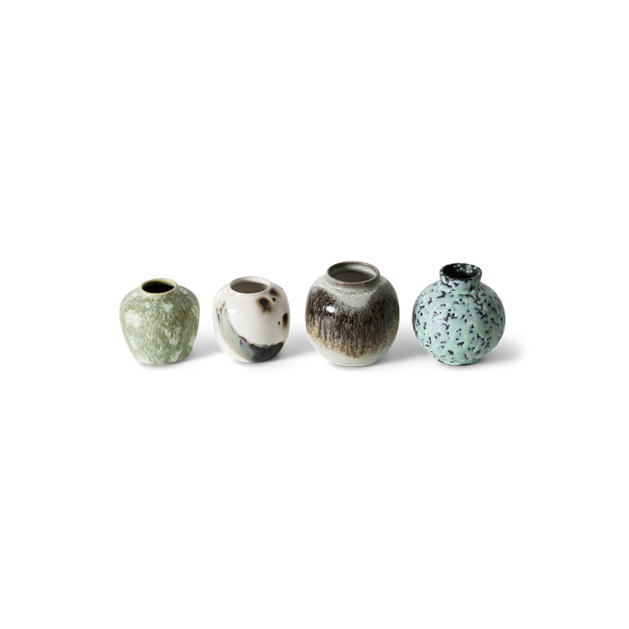 HK Living  70s ceramics small vases Canyon - set van 4 - Oosterlinck