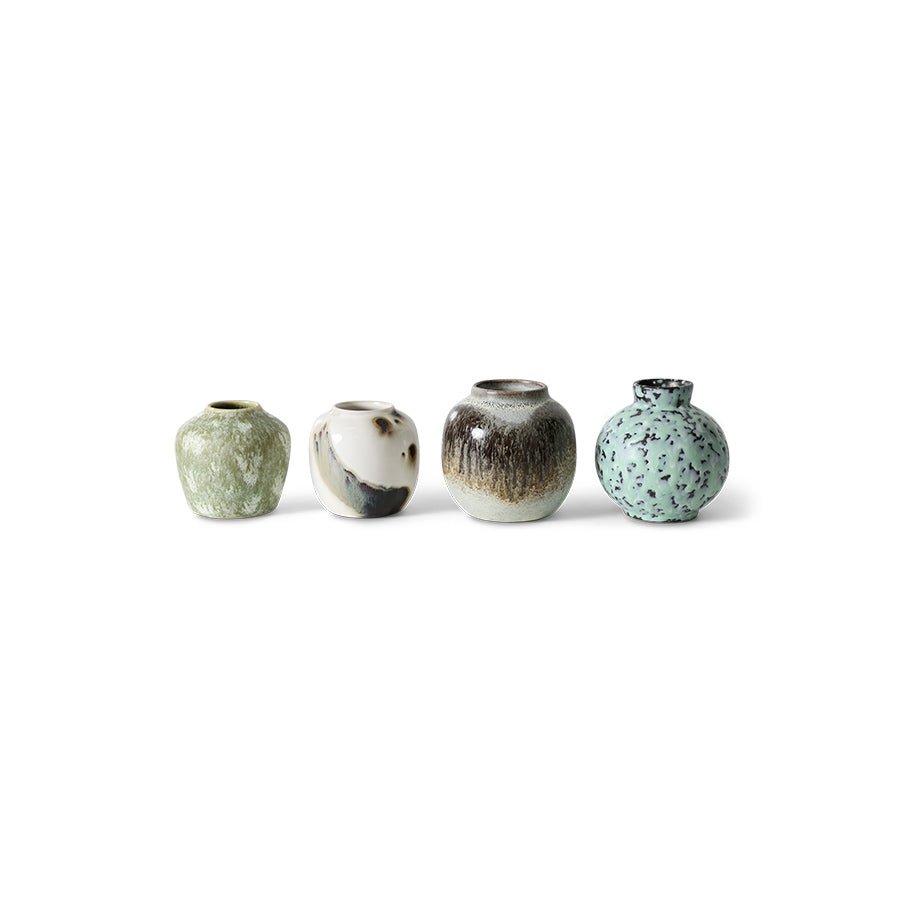 HK Living  70s ceramics small vases Canyon - set van 4 - Oosterlinck