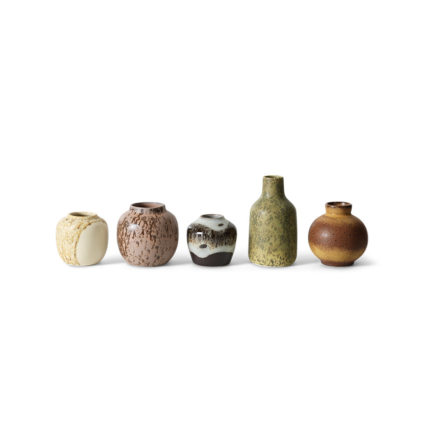 HK Living  70s ceramics small vases Pursuit - set van 5 - Oosterlinck