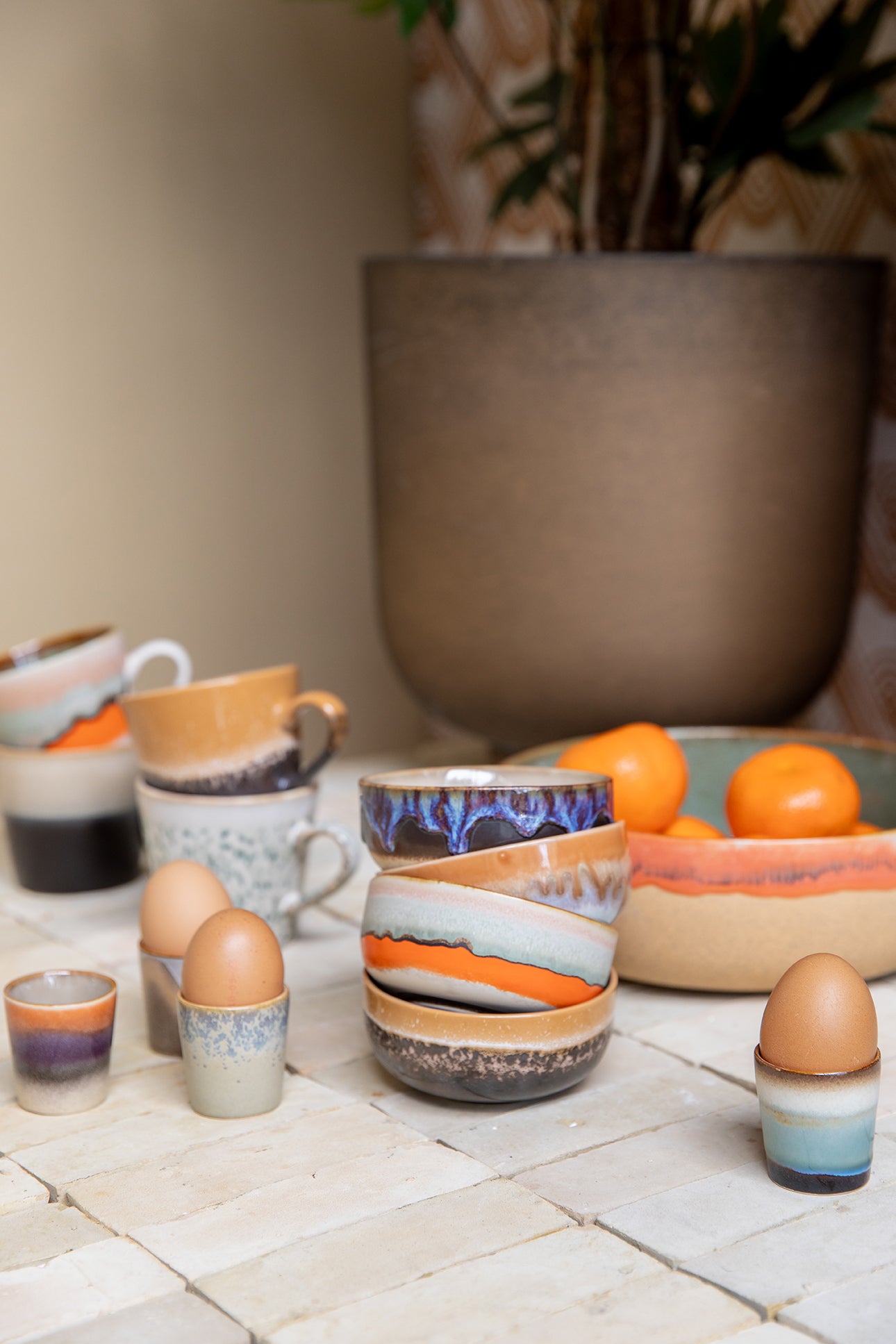 HK Living  - 70s ceramics: Tapas bowls Crystal - set van 4 - Oosterlinck