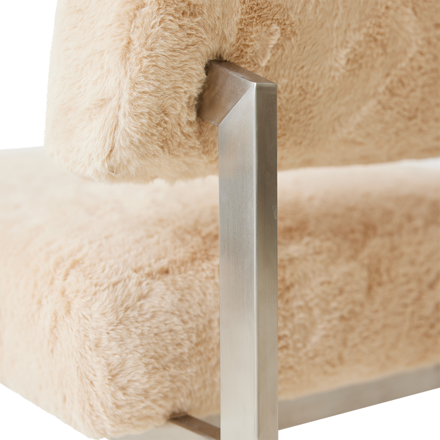 HK Living - Furry fauteuil champagne - Oosterlinck