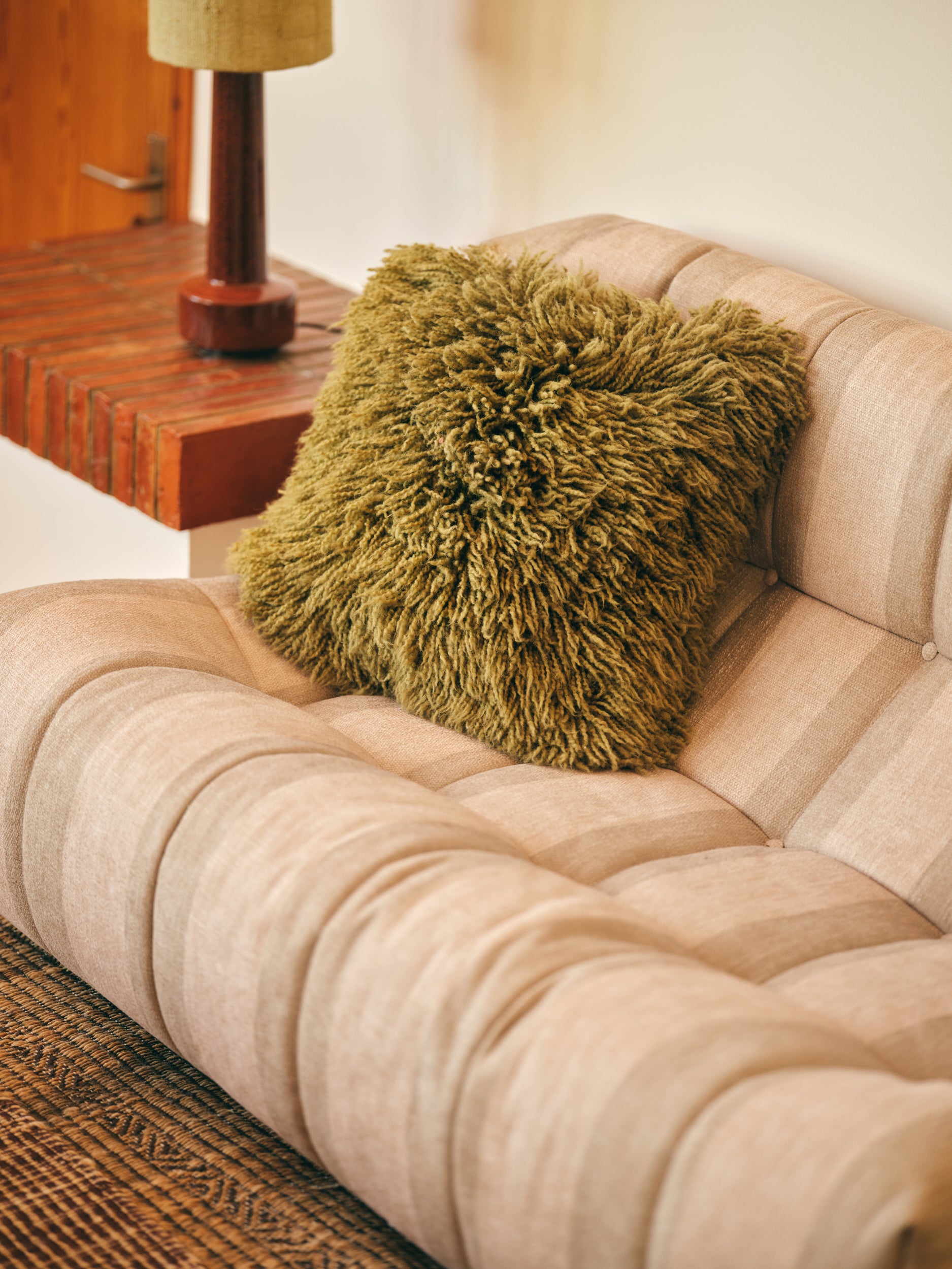 HK Living  Kussen Fluffy Olive - Oosterlinck