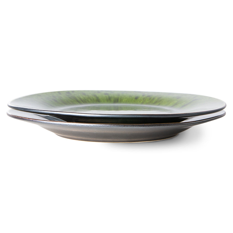 HK Living  The Emeralds: Ceramic dinner plate spotted green - set van 2 - Oosterlinck