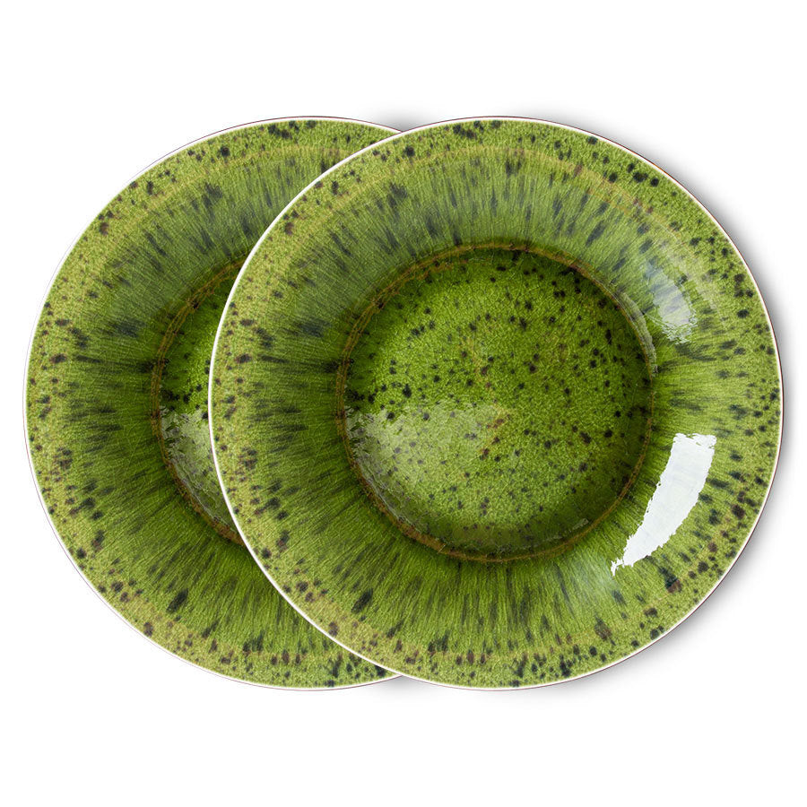 HK Living  The Emeralds: Ceramic dinner plate spotted green - set van 2 - Oosterlinck