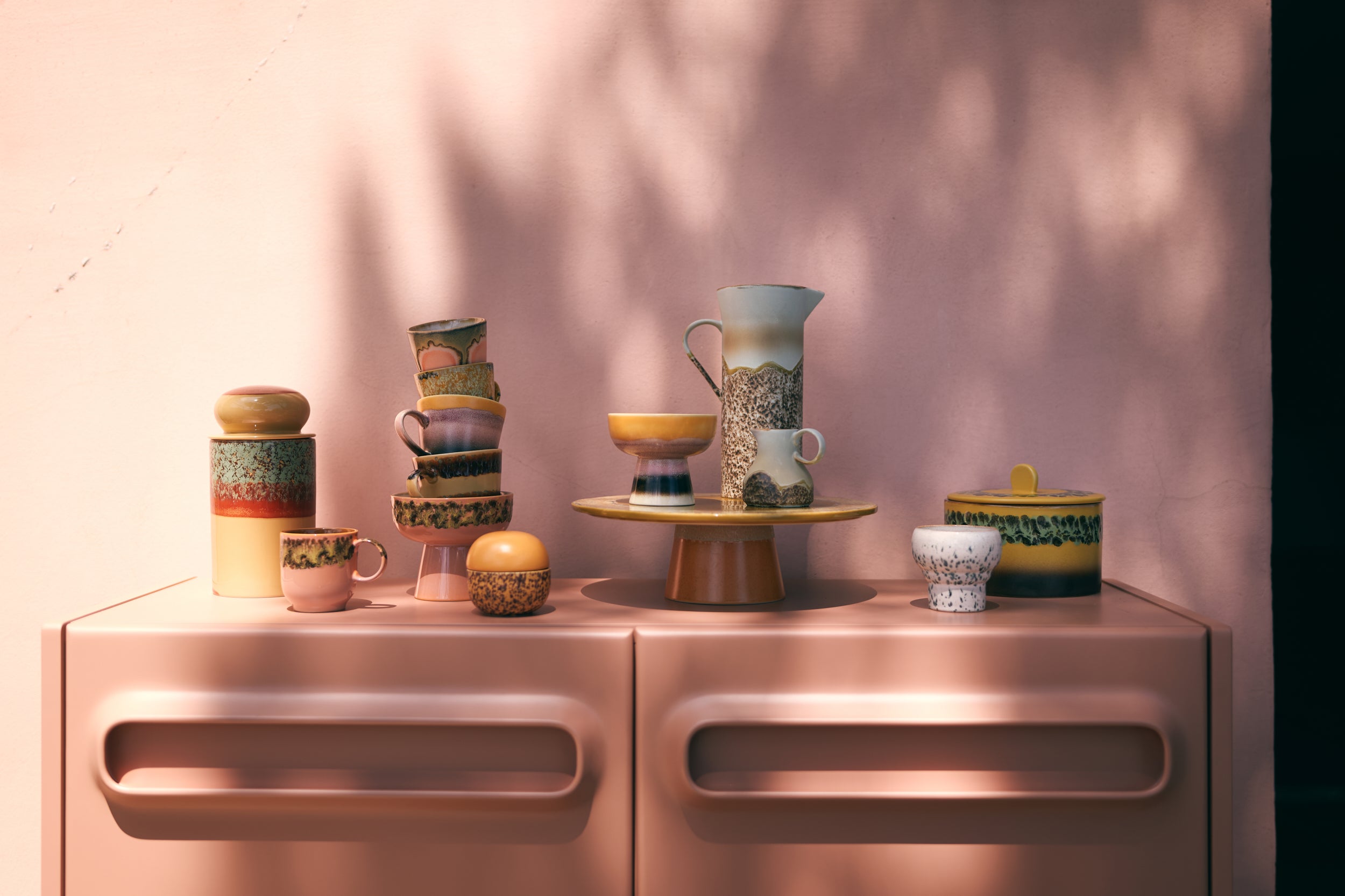 HK Living  70s ceramics café mug met oor 5 + 1 gratis - Oosterlinck