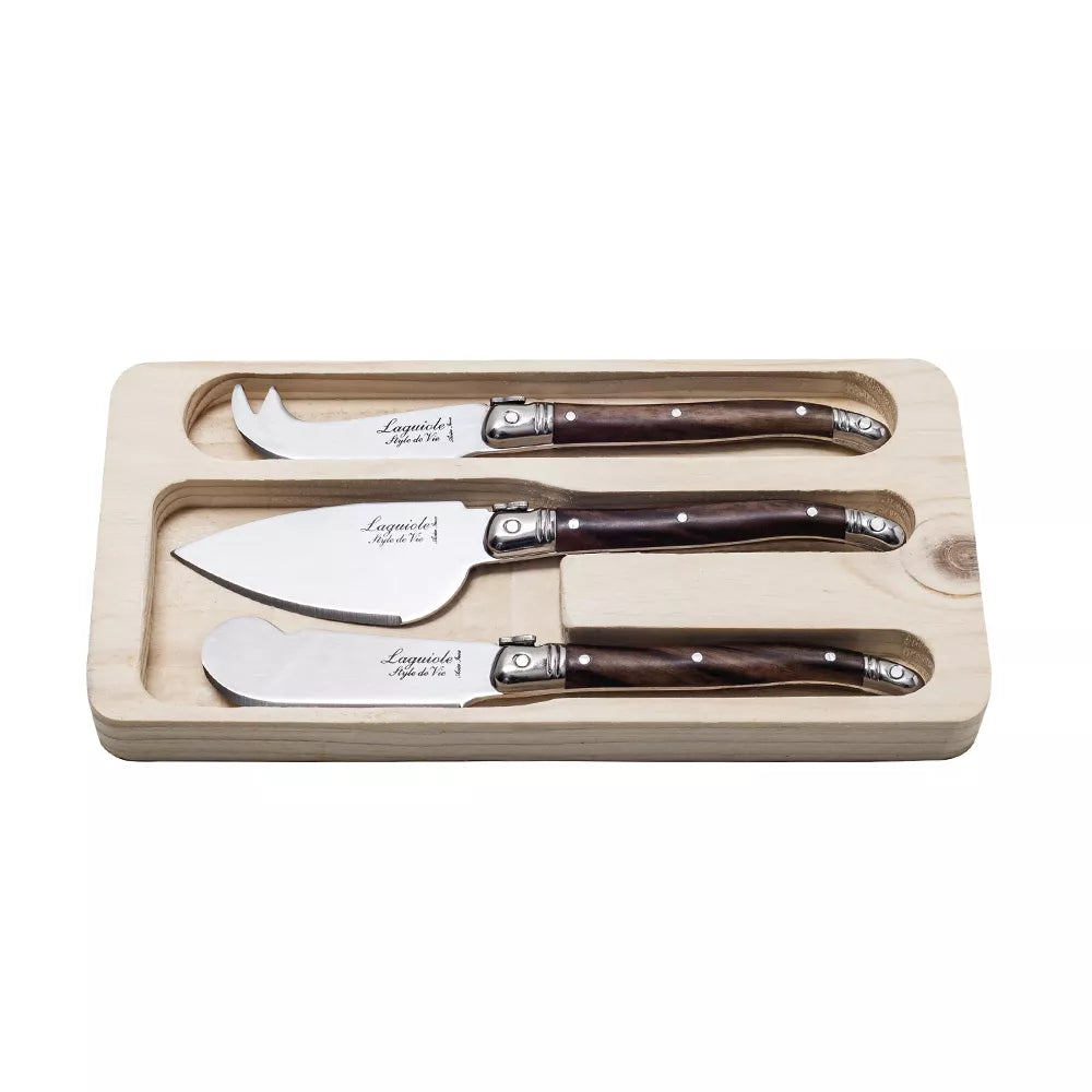 Laguiole Premium Line Kaasmessenset 3-delig dark wood - Oosterlinck Home