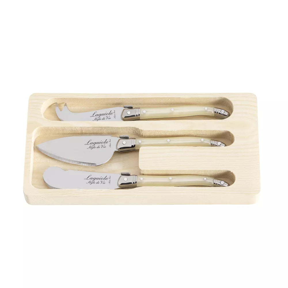 Laguiole Premium Line Kaasmessenset 3-delig parelmoer - Oosterlinck Home