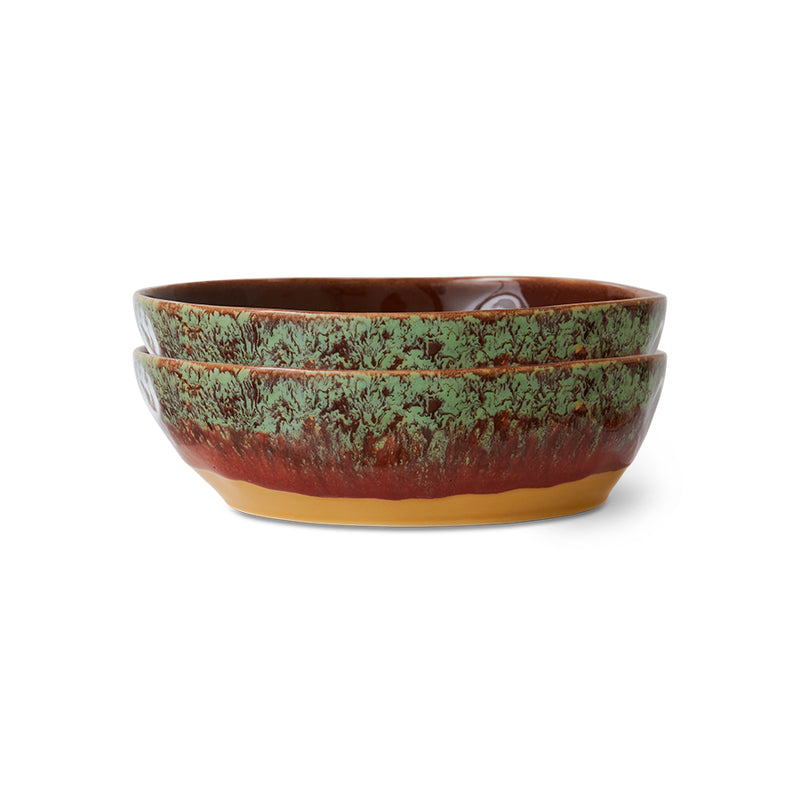 HK Living   70s ceramics : pasta bowls cove /set van 2