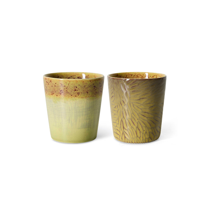 HK Living   70s Ceramics Coffee Mugs Sunflower Van Gogh / set van 2 - Oosterlinck Home