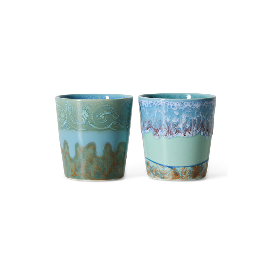 HK Living   70s Ceramics Coffee Mugs Self Portrait Van Gogh / set van 2 - Oosterlinck Home