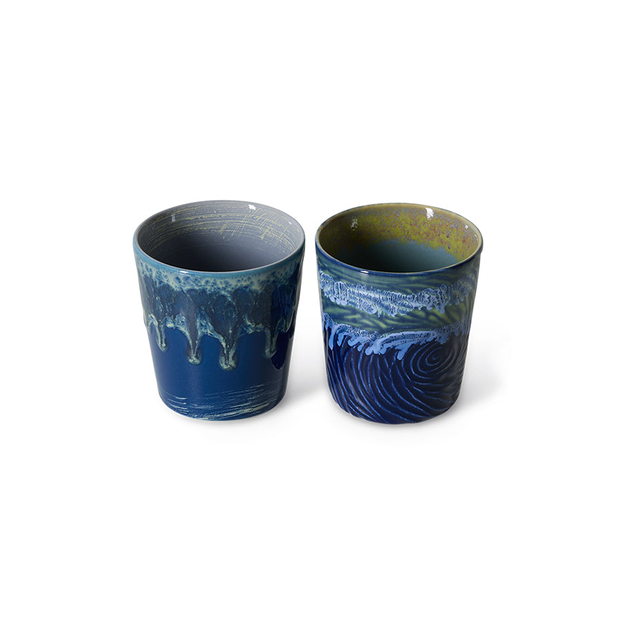HK Living   70s Ceramics Coffee Mugs Starry Night Van Gogh / set van 2 - Oosterlinck Home