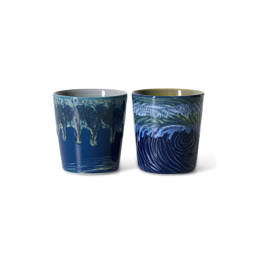 HK Living   70s Ceramics Coffee Mugs Starry Night Van Gogh / set van 2 - Oosterlinck Home
