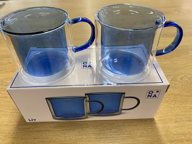 ONA  Liv dubbelwandige mokken blauw - set van 2 - Oosterlinck