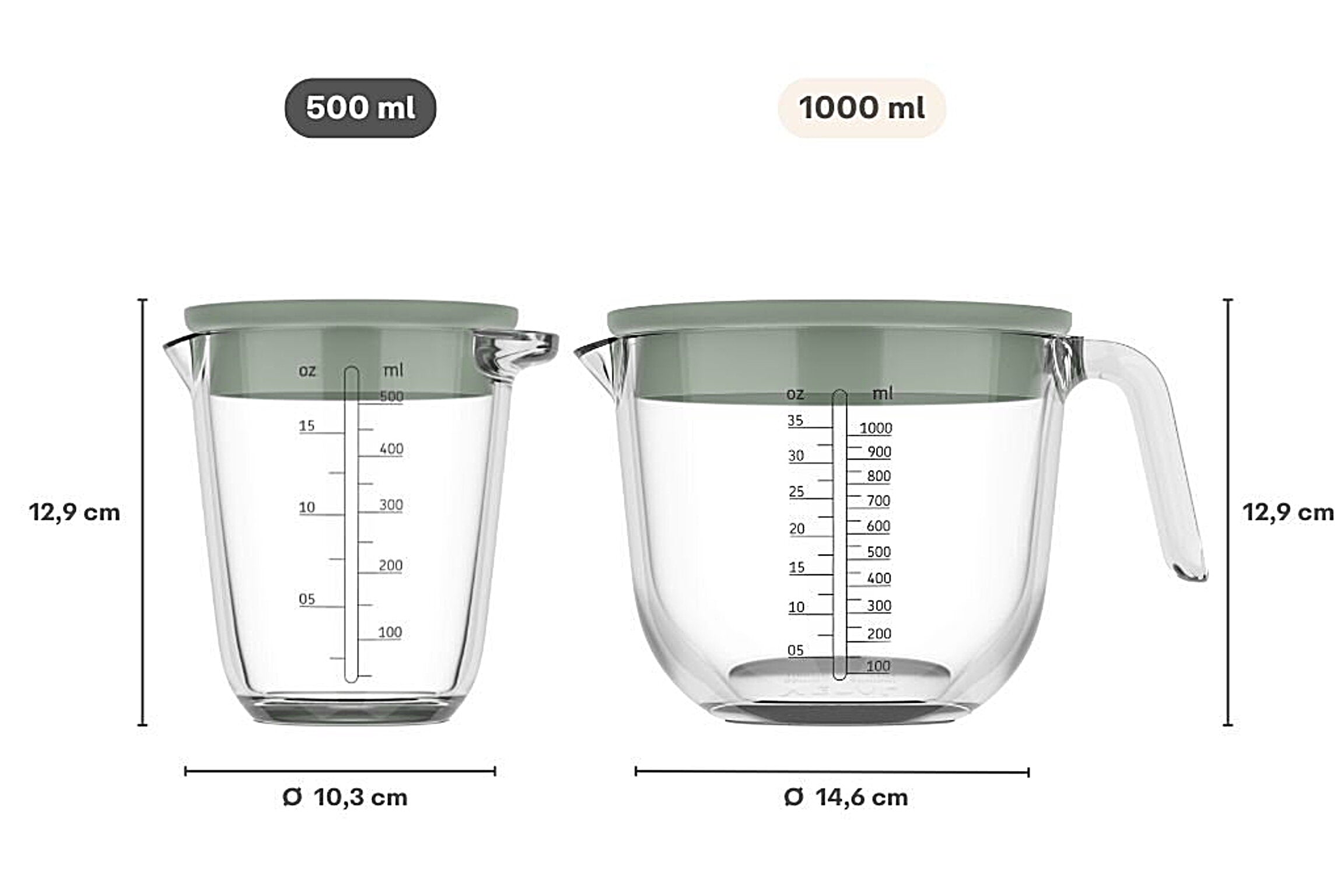 Mepal  Maatbeker glas met deksel 0.5L of 1L Chef it  BPA-vrij - Oosterlinck Home