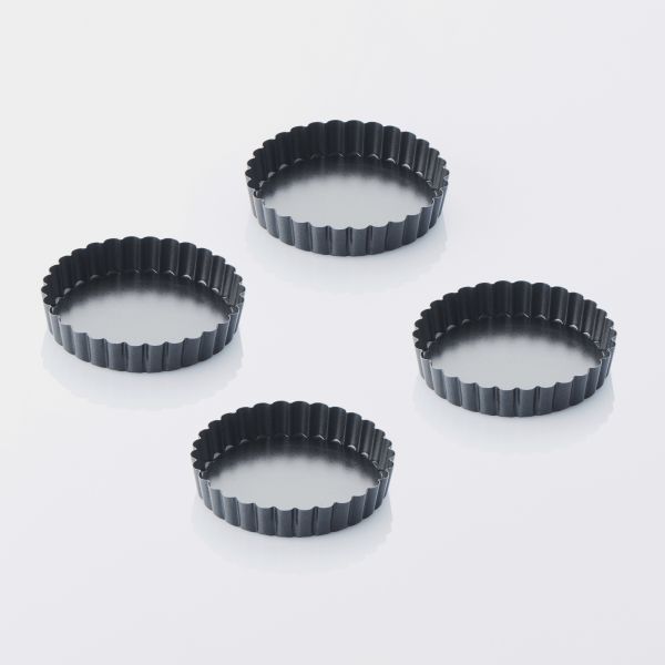 Point-Virgule 4 mini taart-/quichevormen met uitneembare bodem 10cm - Oosterlinck