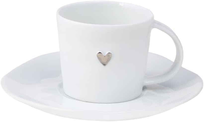 Räder   Espresskop met schotel goud / zilver hart - Oosterlinck Home