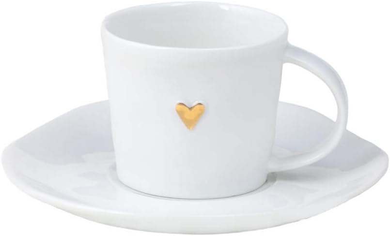 Räder   Espresskop met schotel goud / zilver hart - Oosterlinck Home