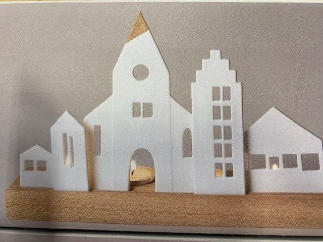 Räder   Lichtstadje op houten plankje - Oosterlinck Home