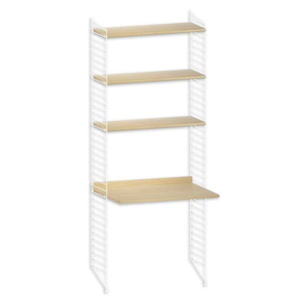 String System hoge kast met tafel bureau small wit eik - Oosterlinck