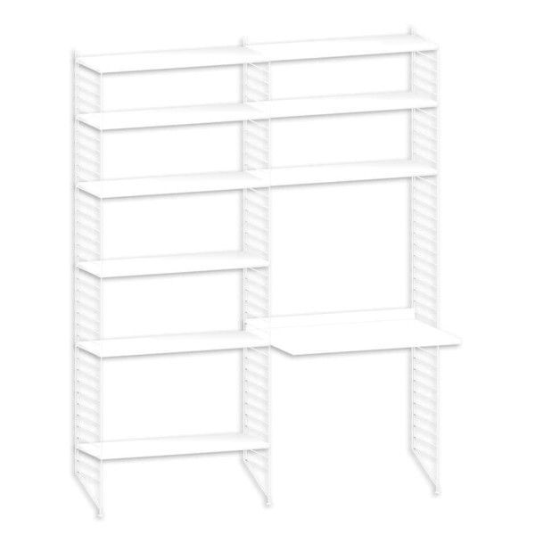String System hoge kast met tafel bureau medium wit - Oosterlinck