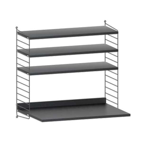 String System hangkast met bureau small zwart - Oosterlinck