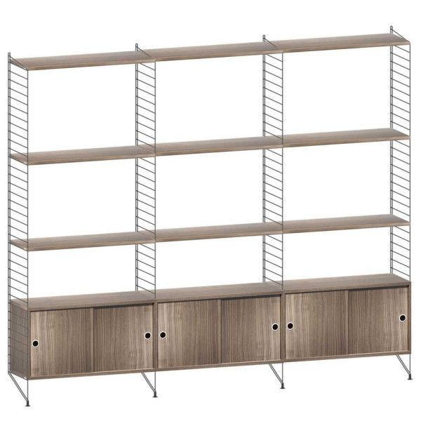 String System hoge kast large zwart walnoot - Oosterlinck