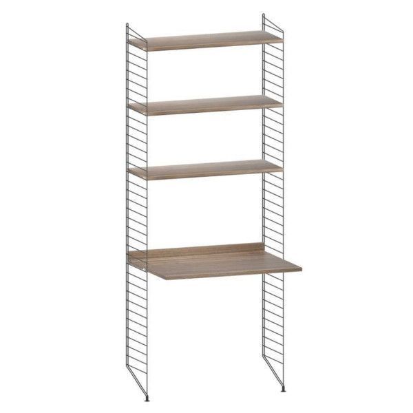 String System hoge kast met tafel bureau small zwart walnoot - Oosterlinck