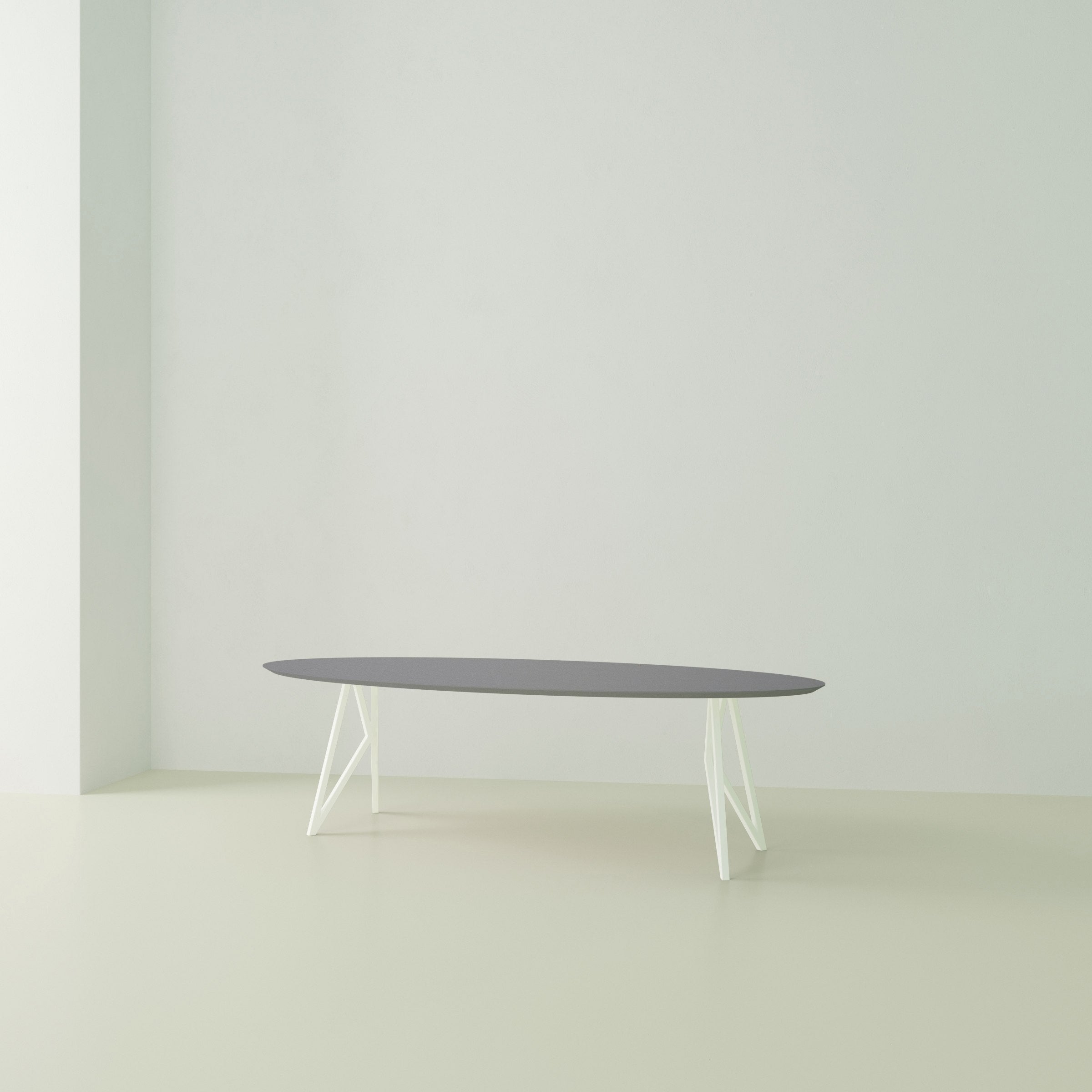 Studio Henk Butterfly tafel ovaal HPL verjongd - wit onderstel - alle formaten - Oosterlinck