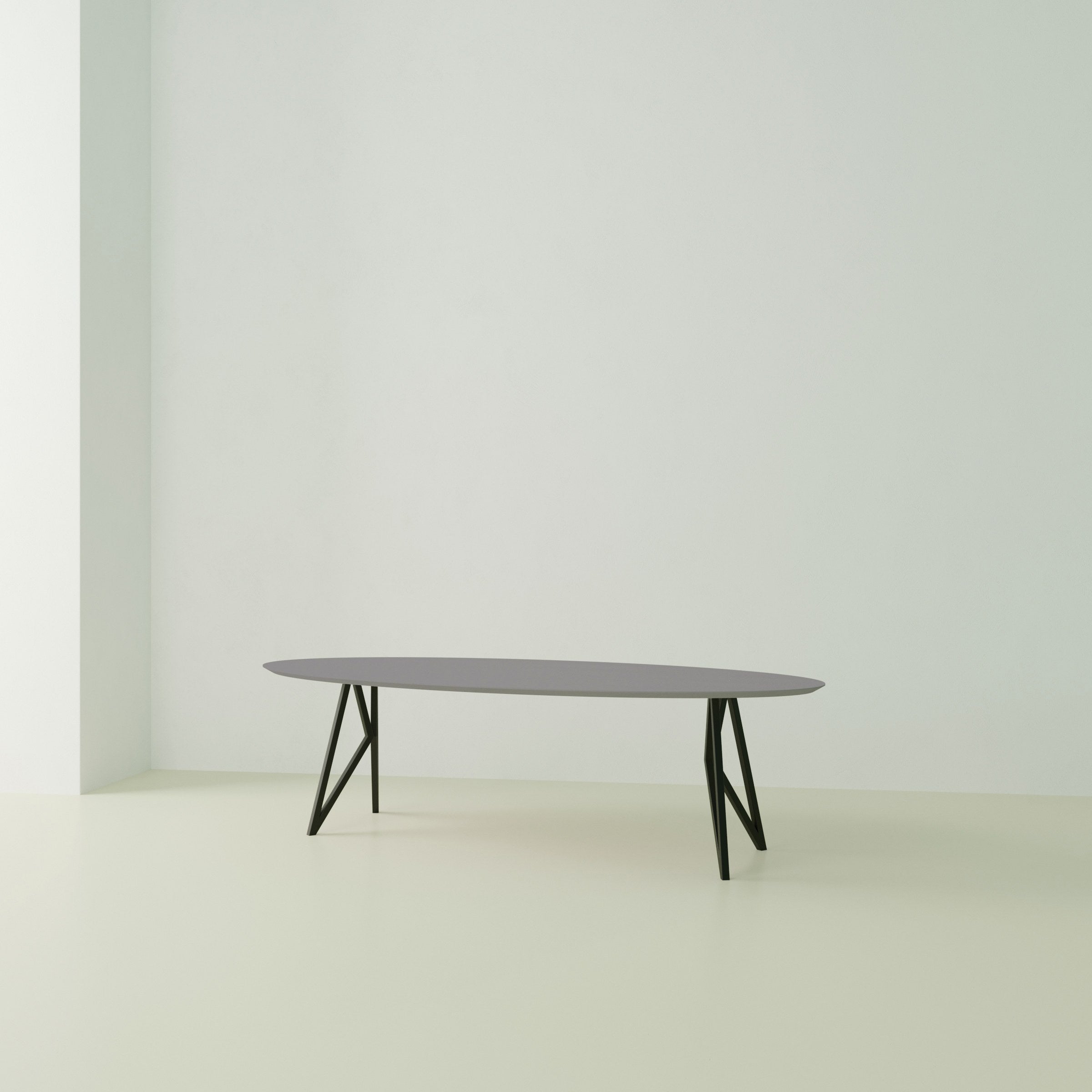 Studio Henk Butterfly tafel ovaal HPL verjongd - zwart onderstel - alle formaten - Oosterlinck