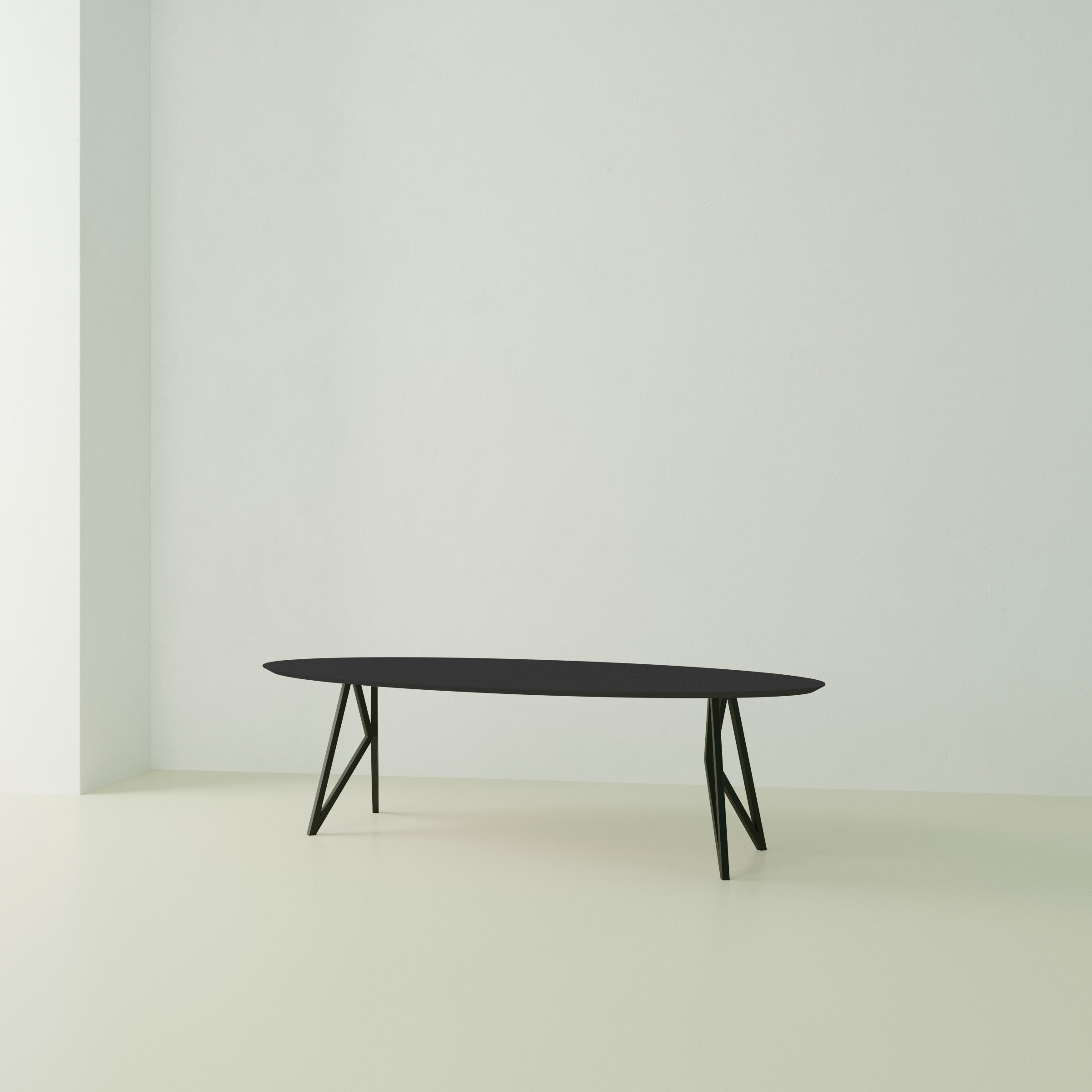 Studio Henk Butterfly tafel ovaal HPL verjongd - zwart onderstel - alle formaten - Oosterlinck