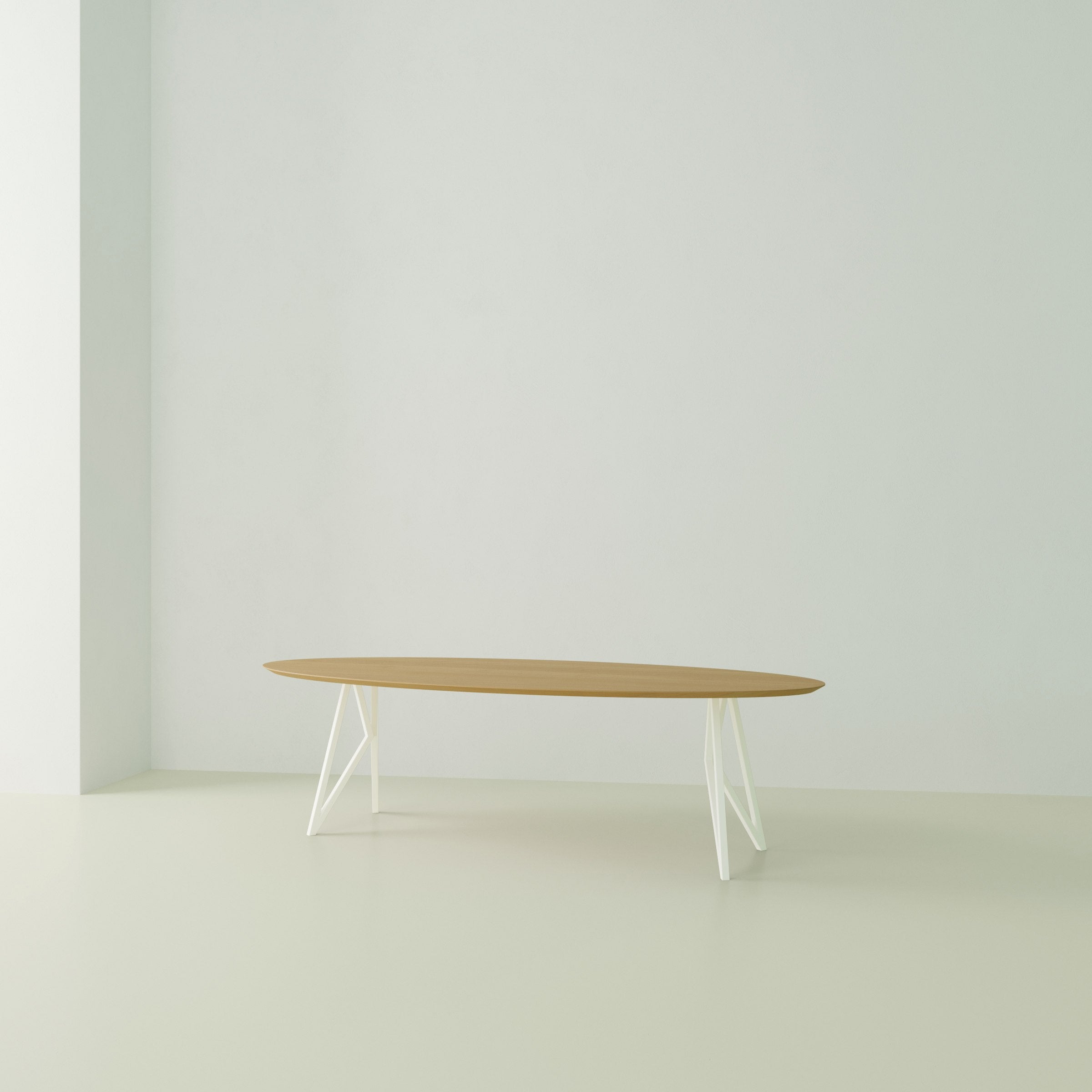 Studio Henk Butterfly tafel ovaal verjongd - wit onderstel - alle formaten - Oosterlinck