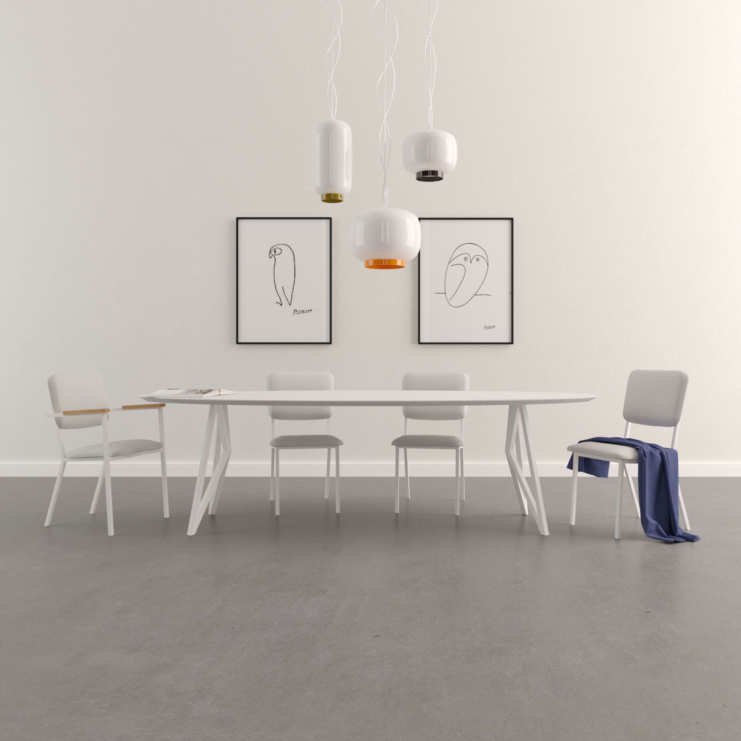 Studio Henk Butterfly tafel ovaal verjongd - wit onderstel - alle formaten - Oosterlinck