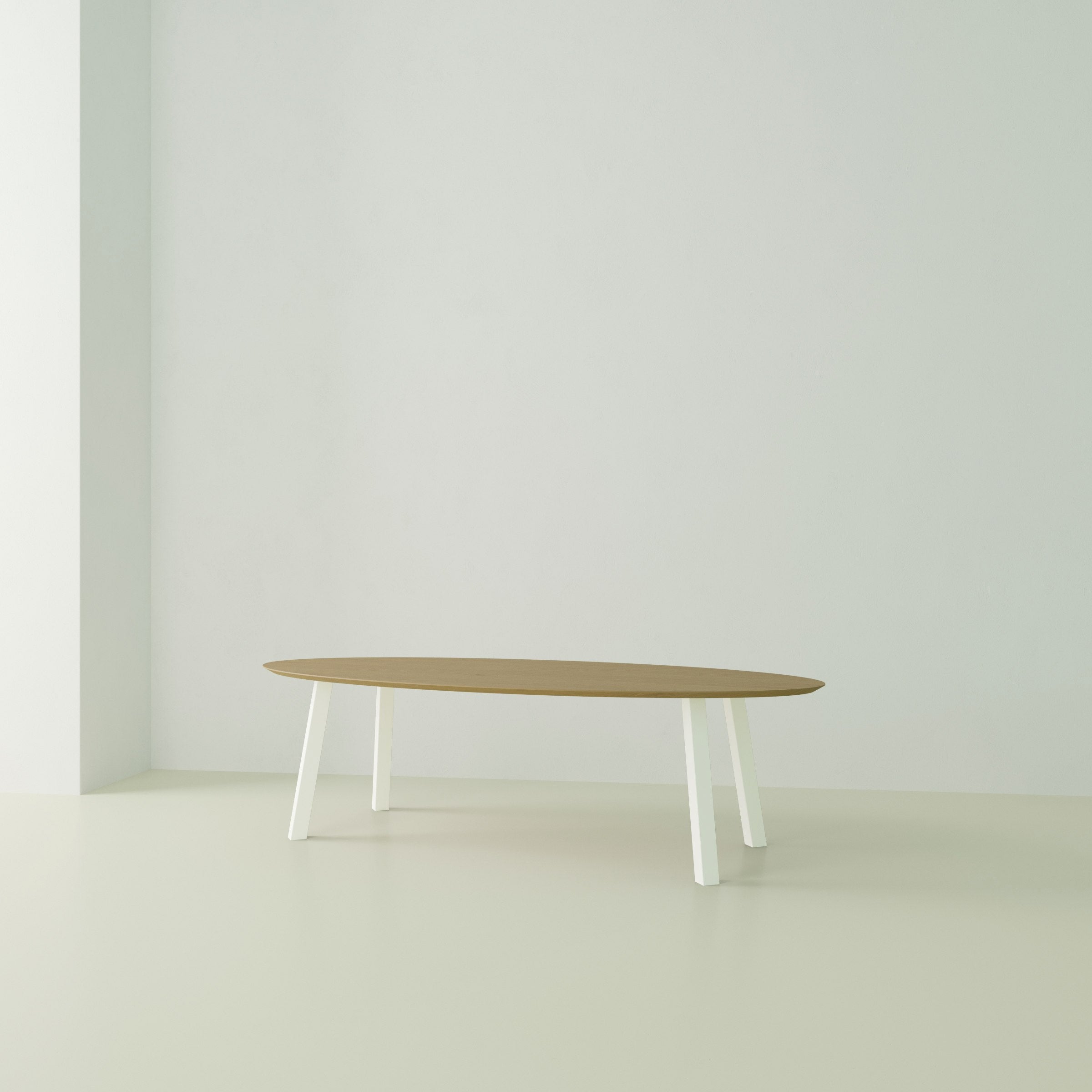 Studio Henk Co tafel ovaal verjongd - wit onderstel - alle formaten - Oosterlinck
