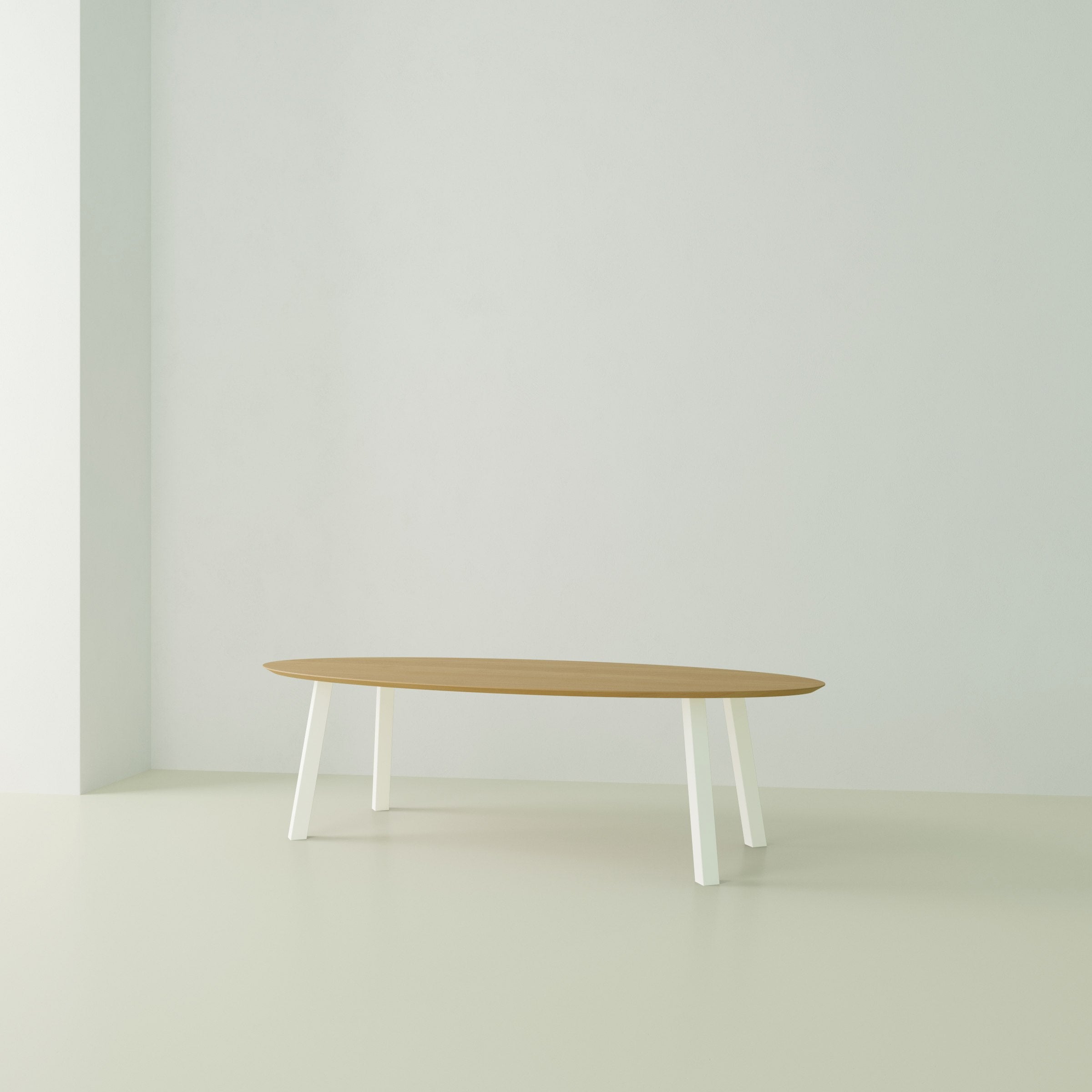 Studio Henk Co tafel ovaal verjongd - wit onderstel - alle formaten - Oosterlinck
