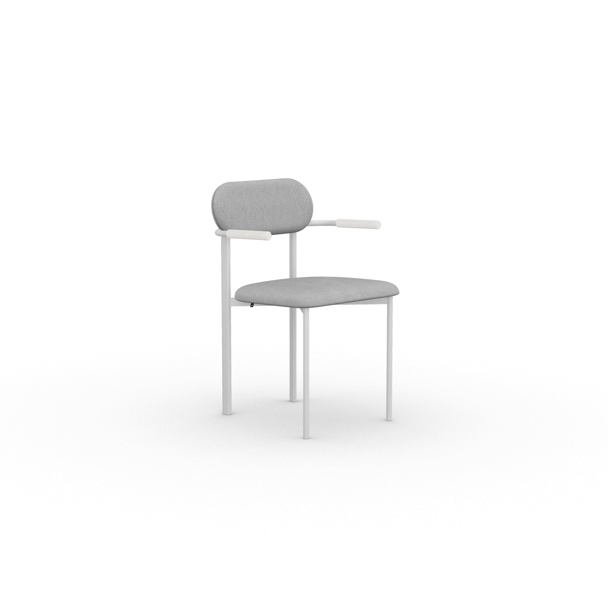 Studio Henk - Oblique chair armleuning, beklede rug en wit frame - diverse stoffen - Oosterlinck