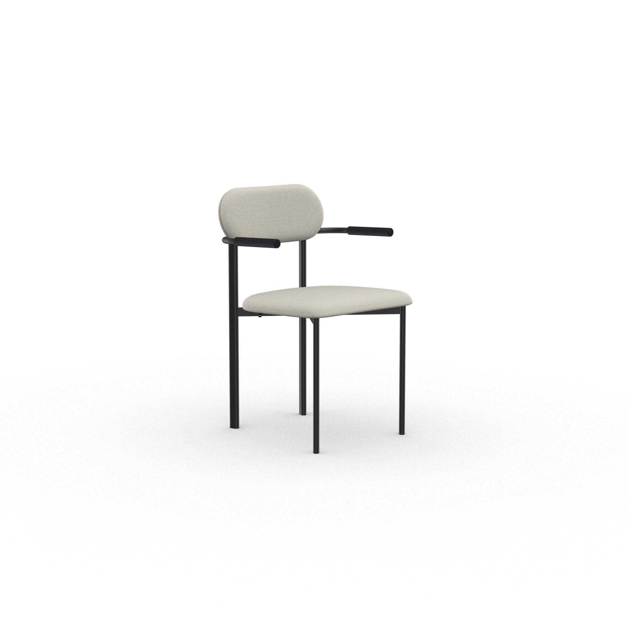 Studio Henk - Oblique chair armleuning, beklede rug en zwart frame - diverse stoffen - Oosterlinck