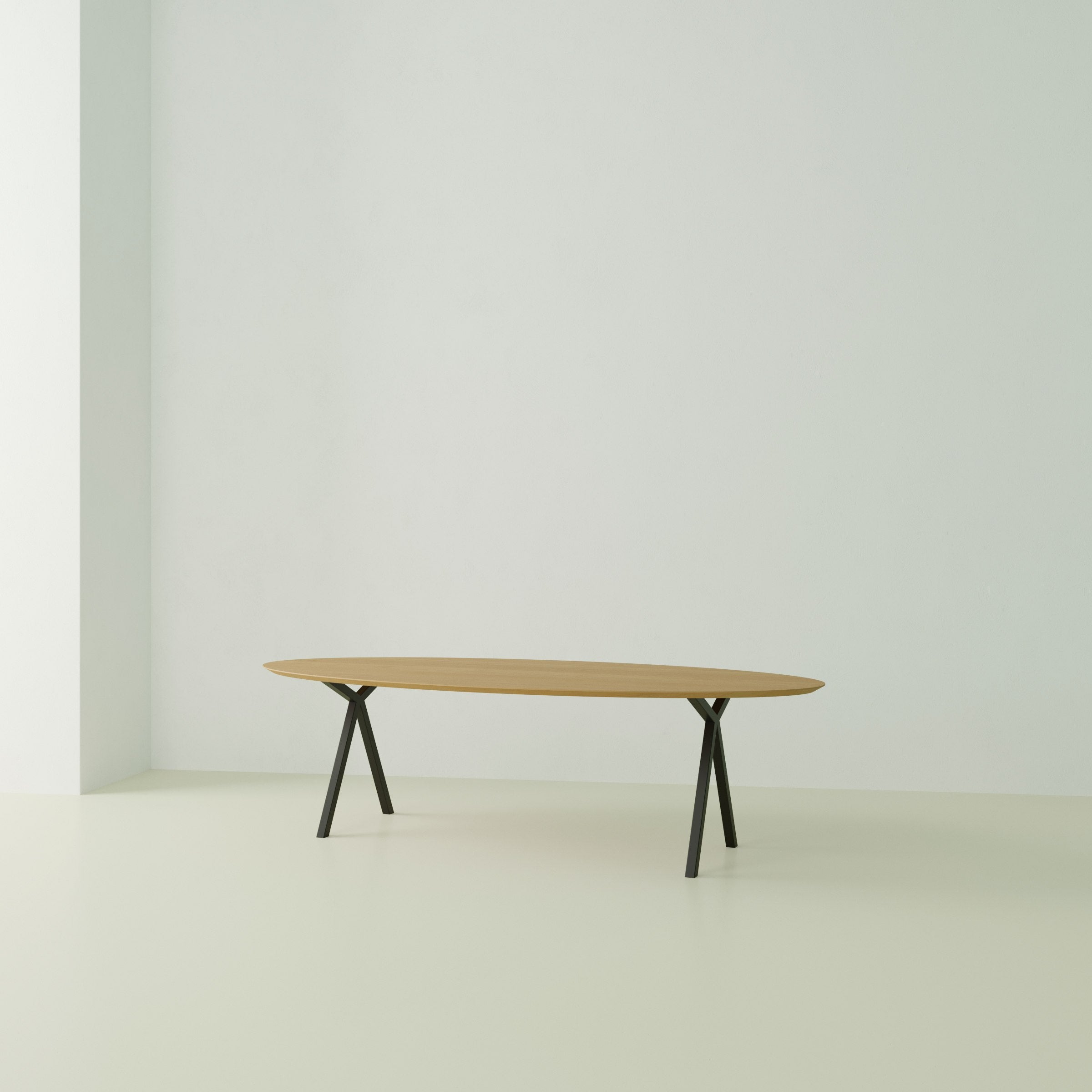 Studio Henk Slim X-type tafel ovaal verjongd - zwart onderstel - alle formaten - Oosterlinck
