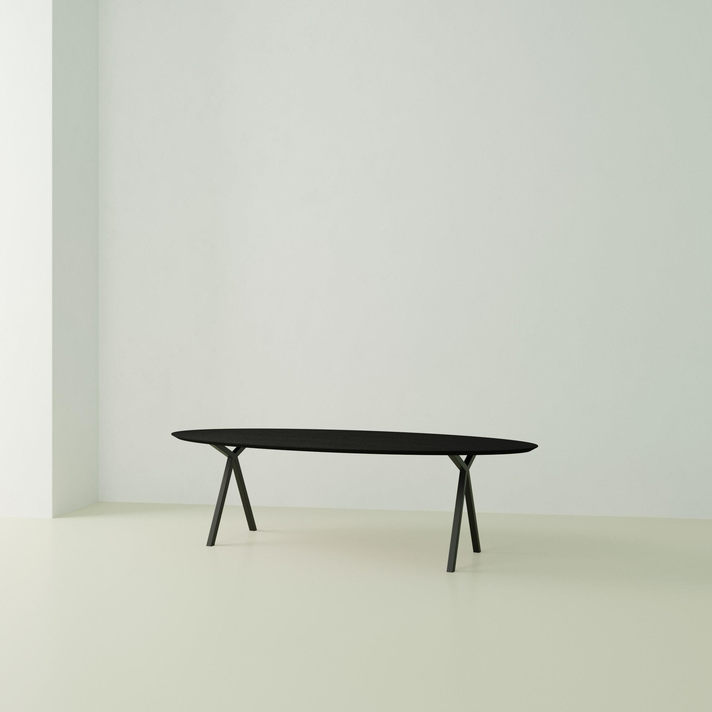 Studio Henk Slim X-type tafel ovaal verjongd - zwart onderstel - alle formaten - Oosterlinck