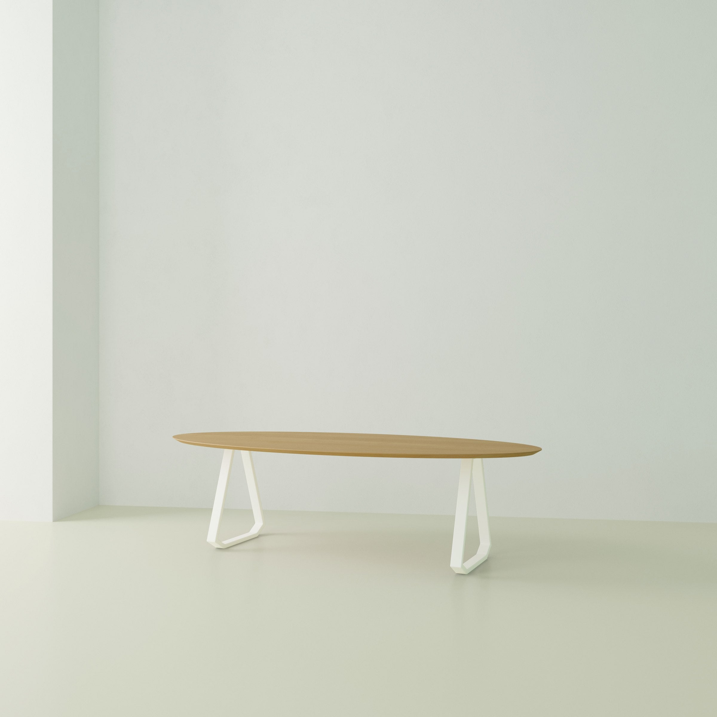 Studio Henk Topple tafel ovaal verjongd - wit onderstel - alle formaten - Oosterlinck