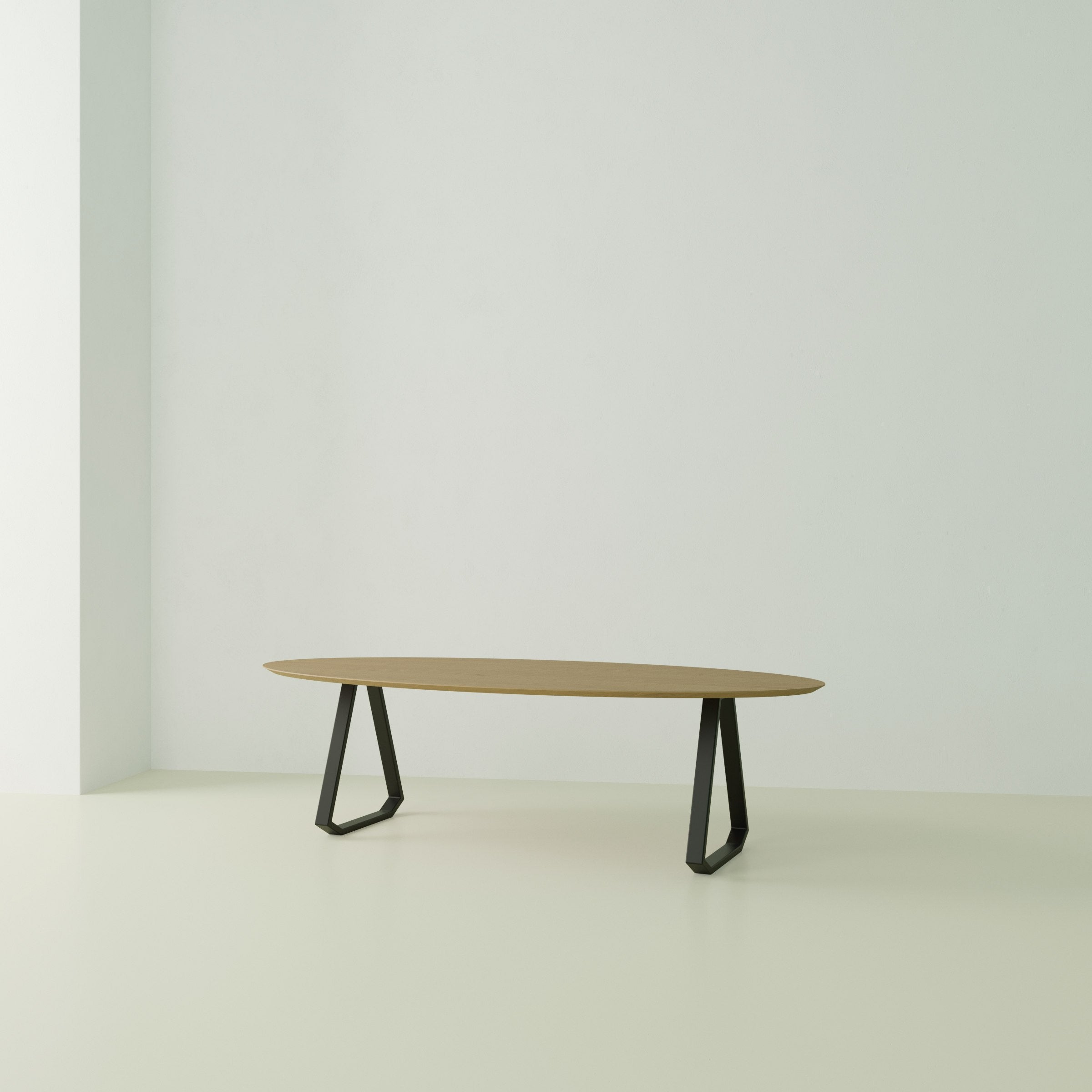 Studio Henk Topple tafel ovaal verjongd - zwart onderstel - alle formaten - Oosterlinck