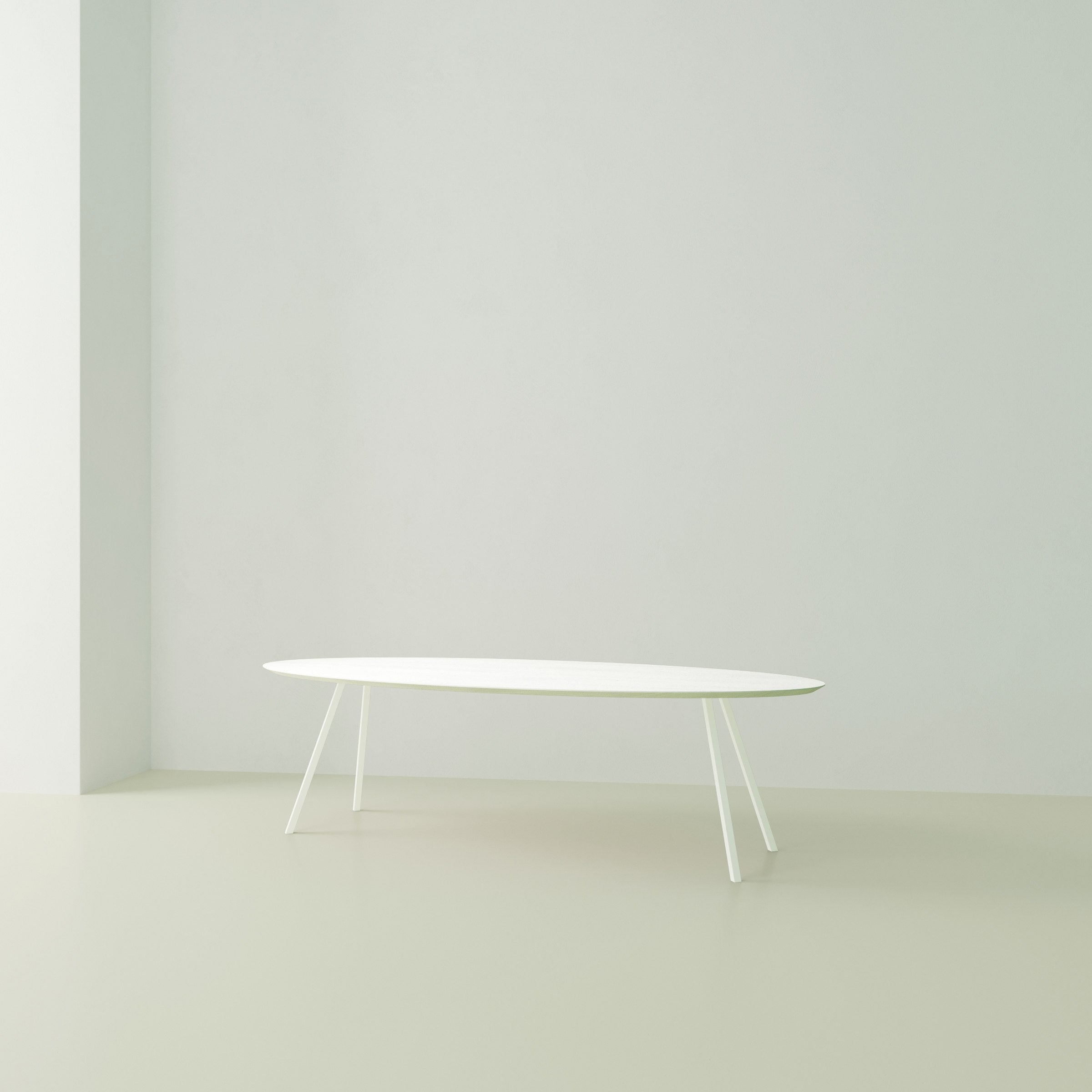 Studio Henk Slim Co tafel ovaal verjongd - wit onderstel - alle formaten - Oosterlinck