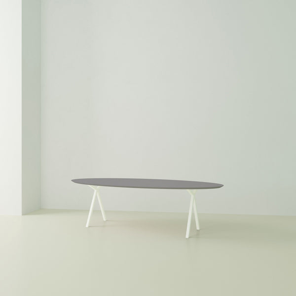 Studio Henk Slim-X tafel ovaal HPL verjongd - wit onderstel - alle formaten - Oosterlinck