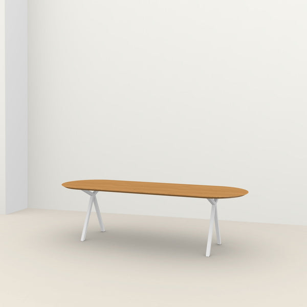 Studio Henk Slim-X tafel platovaal verjongd - wit onderstel - alle formaten
