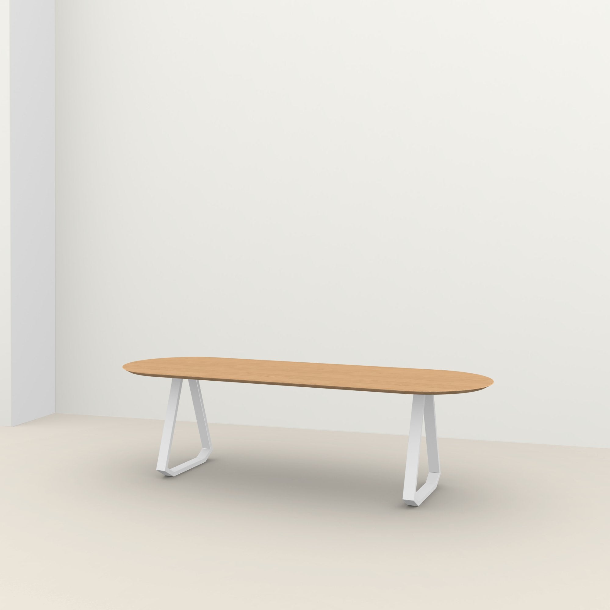 Studio Henk Topple tafel platovaal verjongd - wit onderstel - alle formaten - Oosterlinck