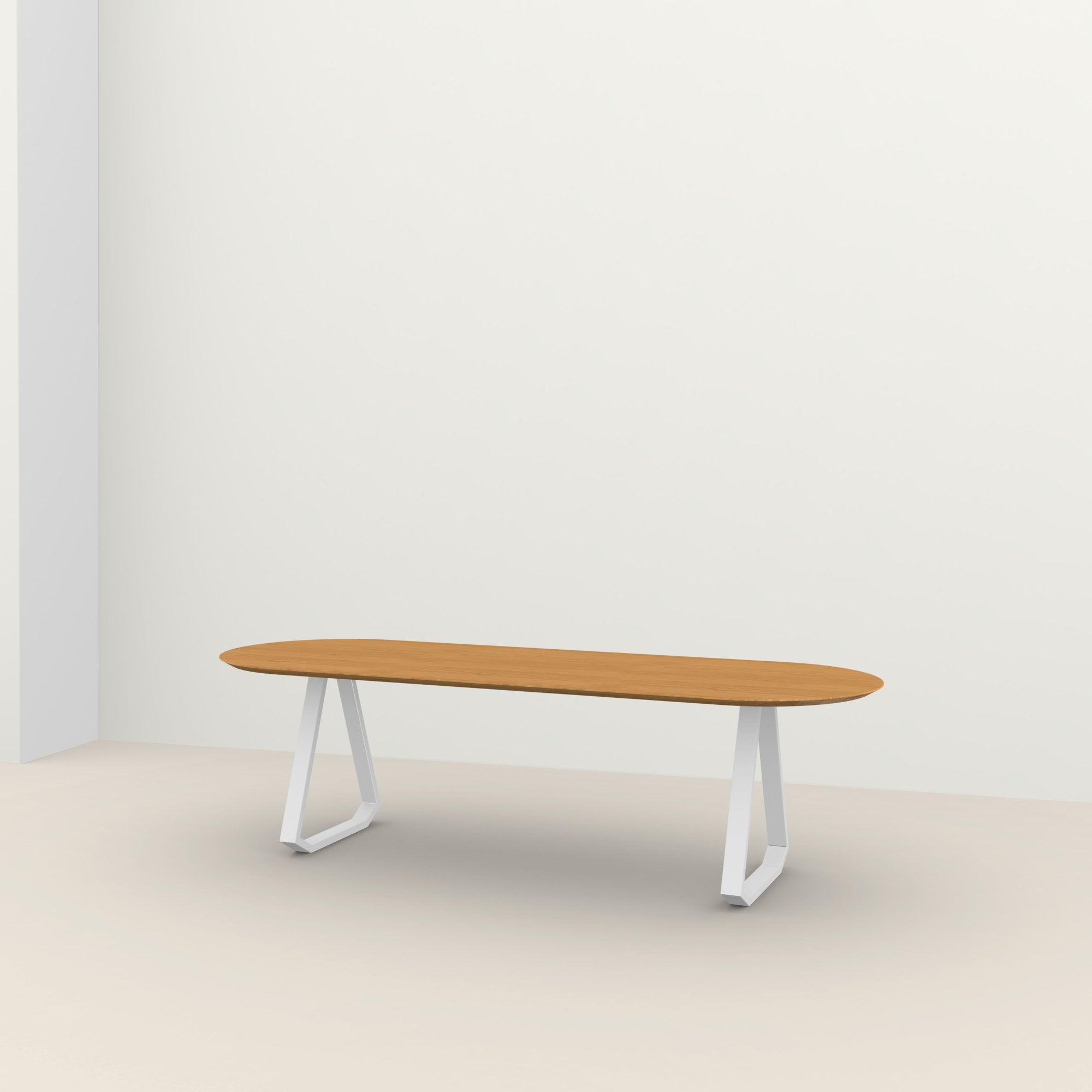 Studio Henk Topple tafel platovaal verjongd - wit onderstel - alle formaten - Oosterlinck