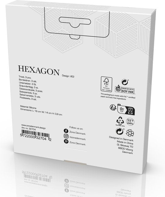 Zone Denmark   Hexagon kookpotonderzetters - set van 3 - varianten - Oosterlinck