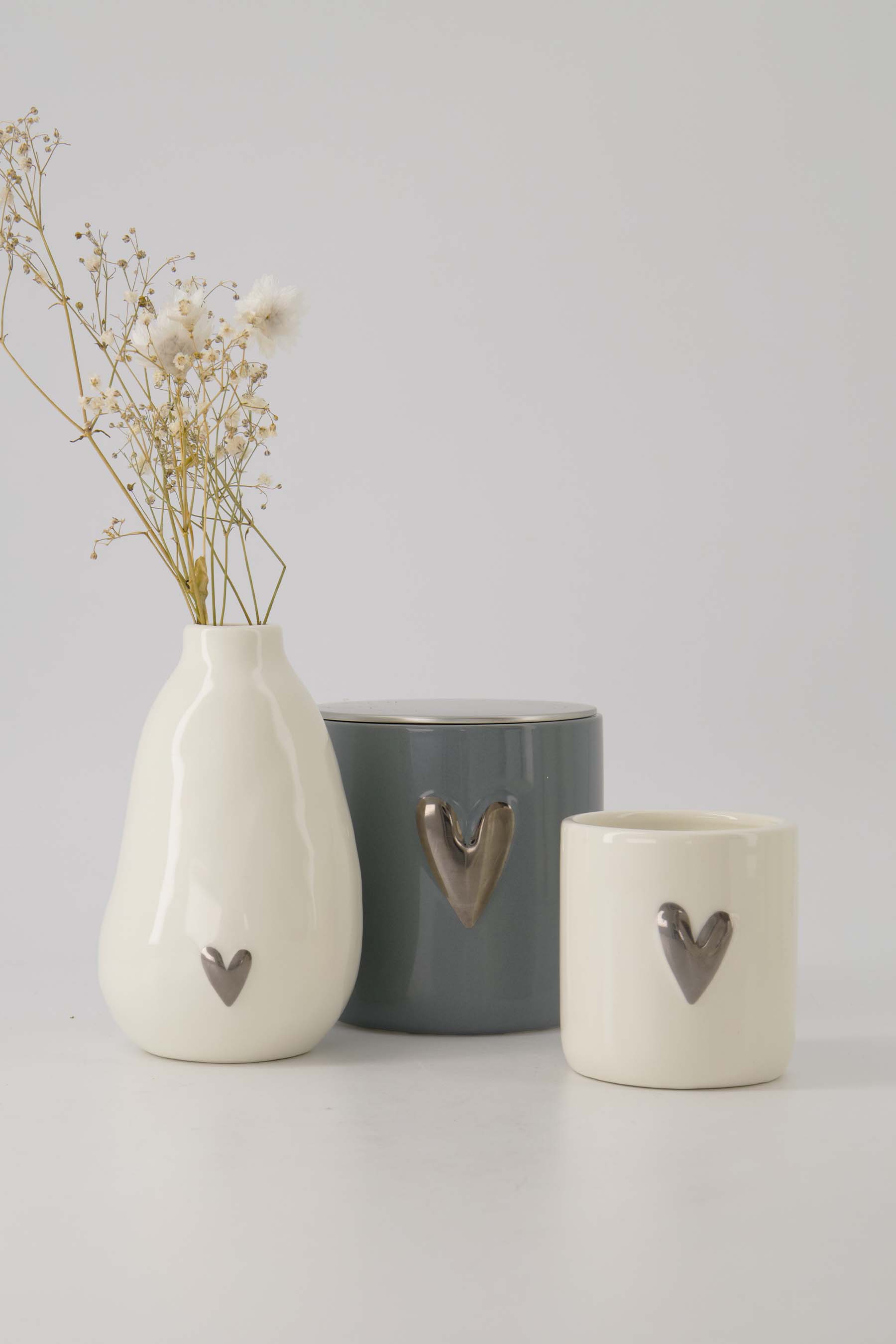 ZUSSS  Keramische geurkaars zilverkleurig hartje - Oosterlinck Home