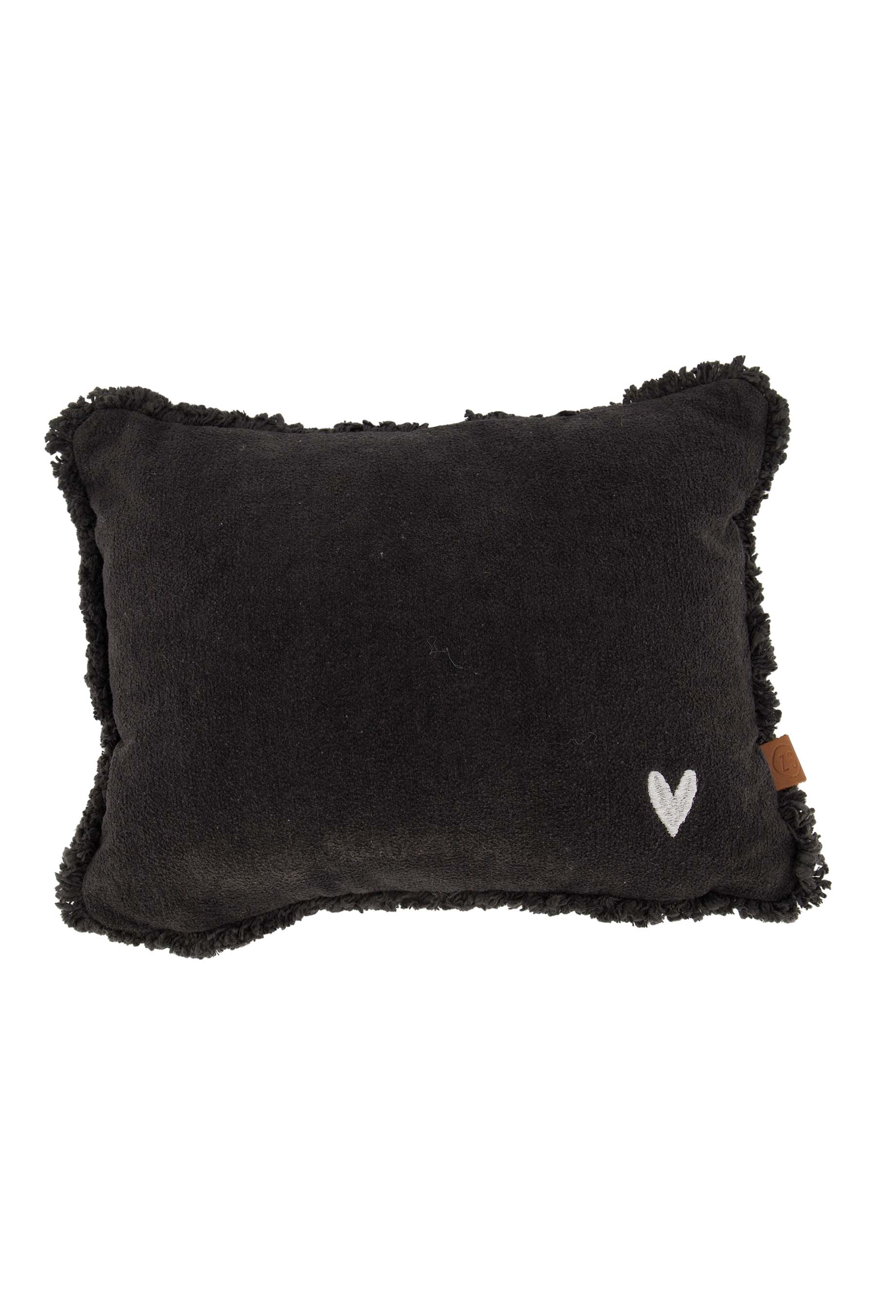 ZUSSS  Kussen Zwart Velvet Zilver Hartje - Oosterlinck Home