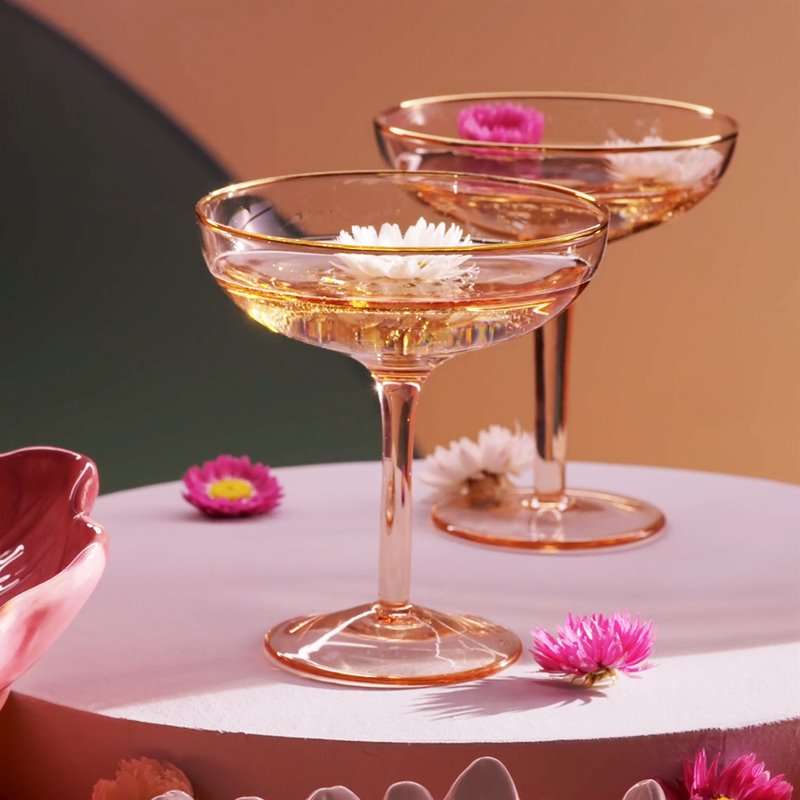 &Klevering Champagnecoupe (Set Van 2) - Pink - Oosterlinck